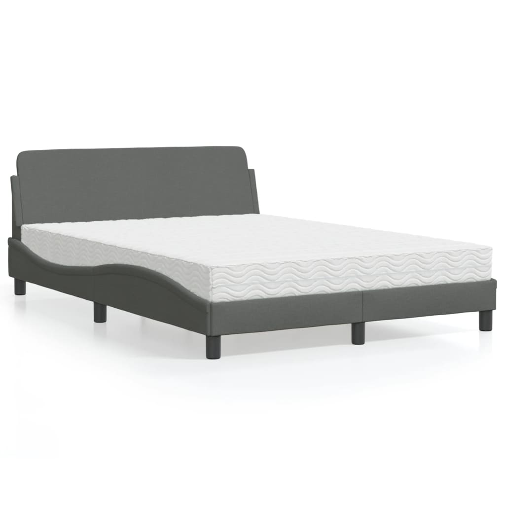 Lit avec matelas Dover gris foncé 140x200 cm tissu - XIOS