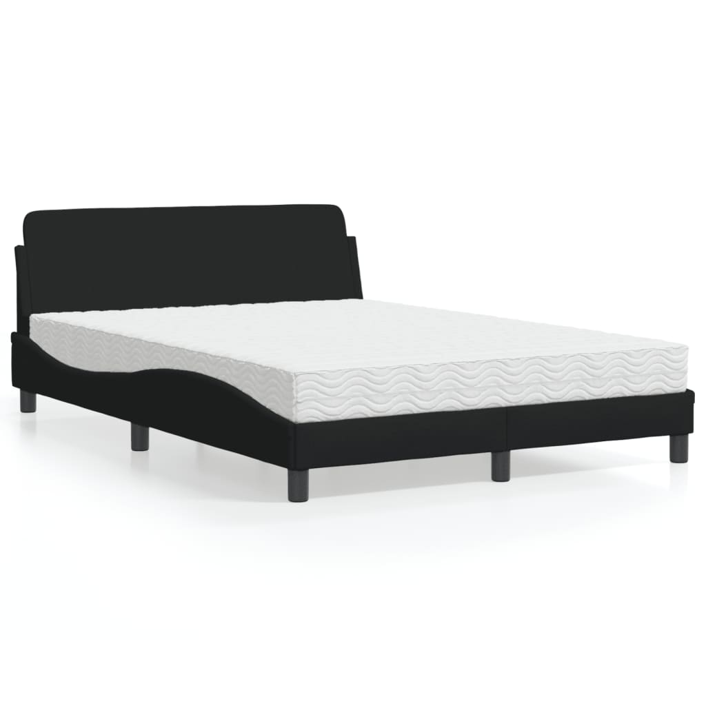 Lit avec matelas Dover noir 140x200 cm tissu - XIOS