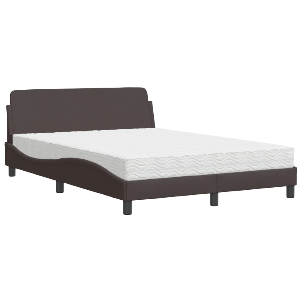 Lit avec matelas Dover marron foncé 140x200 cm tissu - XIOS