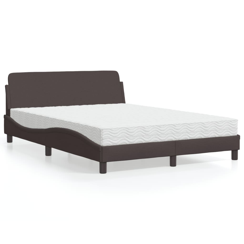 Lit avec matelas Dover marron foncé 140x200 cm tissu - XIOS