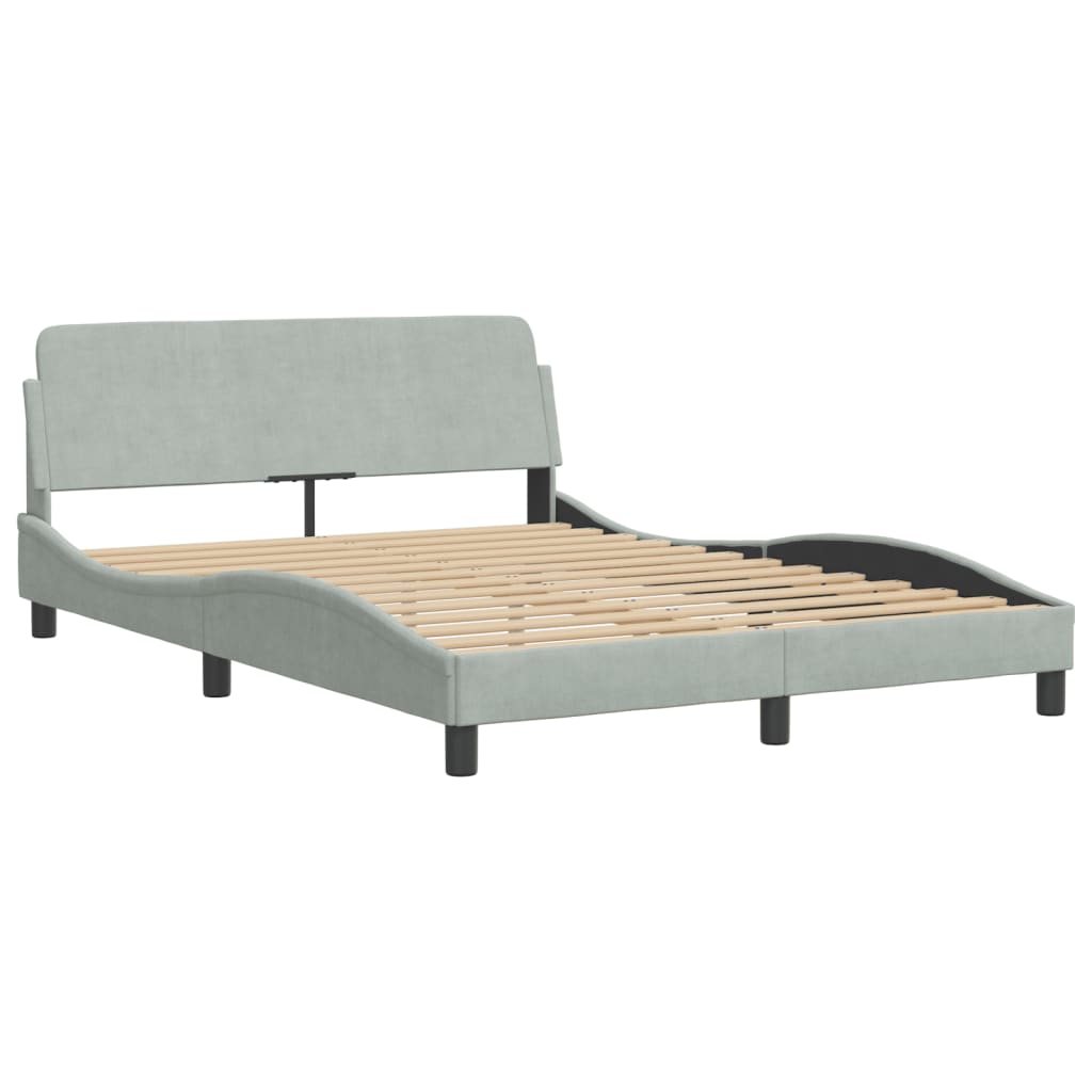 Lit avec matelas Dover gris clair 140x200 cm velours - XIOS