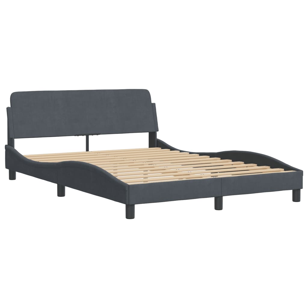 Lit avec matelas Dover gris foncé 140x200 cm velours - XIOS