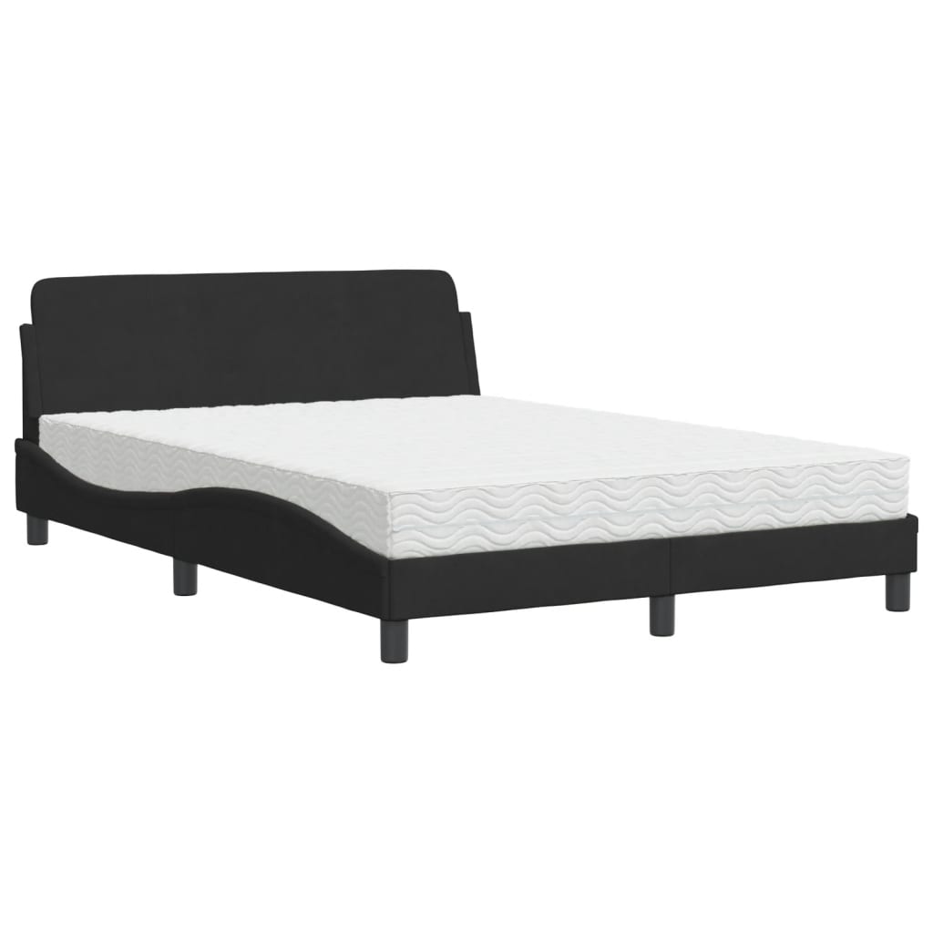 Lit avec matelas Dover noir 140x200 cm velours - XIOS