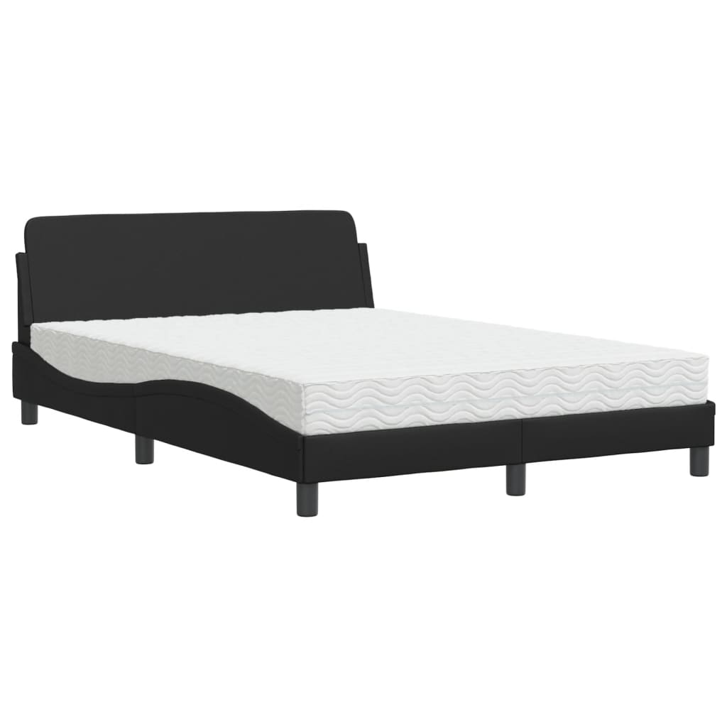Lit avec matelas Dover noir 140x200 cm similicuir - XIOS