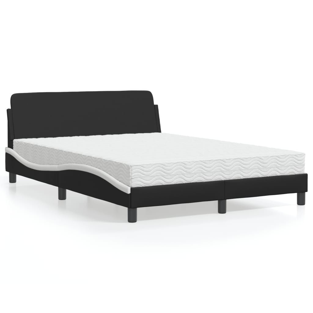 Lit avec matelas Dover noir et blanc 140x200 cm similicuir - XIOS