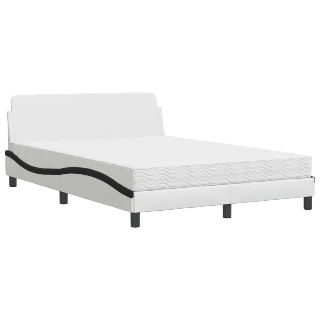 Lit avec matelas Dover blanc et noir 140x200 cm similicuir - XIOS