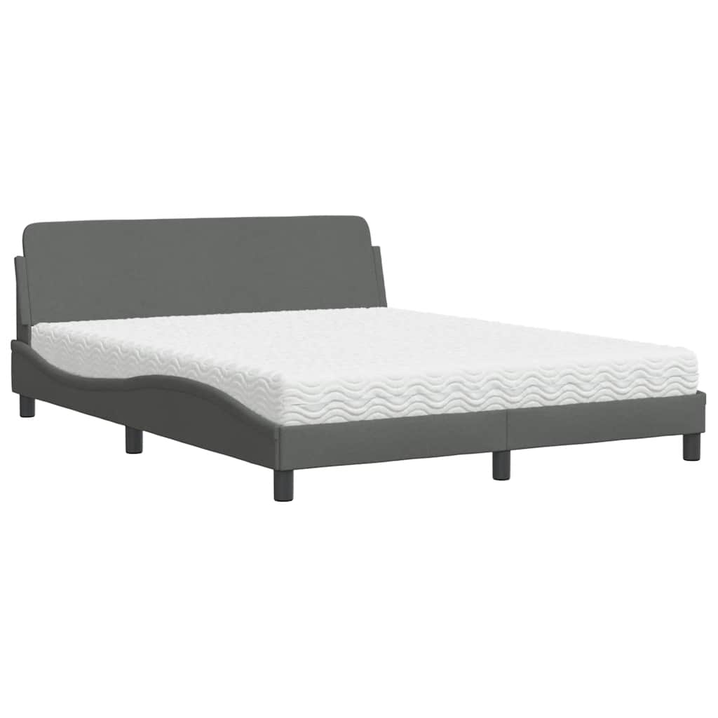 Lit avec matelas Dover gris foncé 160x200 cm tissu - XIOS