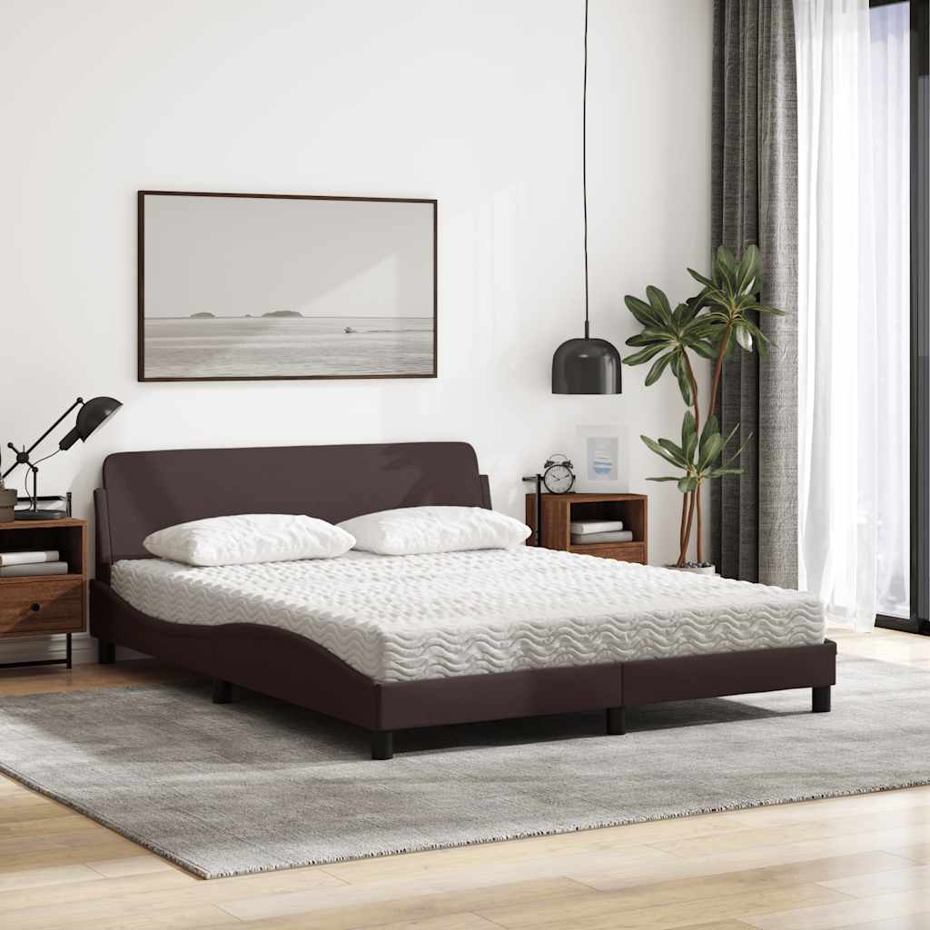 Lit avec matelas Dover marron foncé 160x200 cm tissu - XIOS