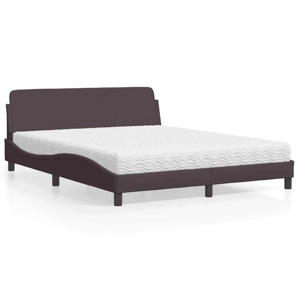 Lit avec matelas Dover marron foncé 160x200 cm tissu - XIOS