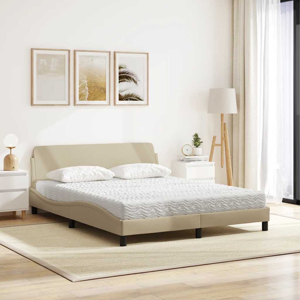 Lit avec matelas Dover crème 160x200 cm tissu - XIOS