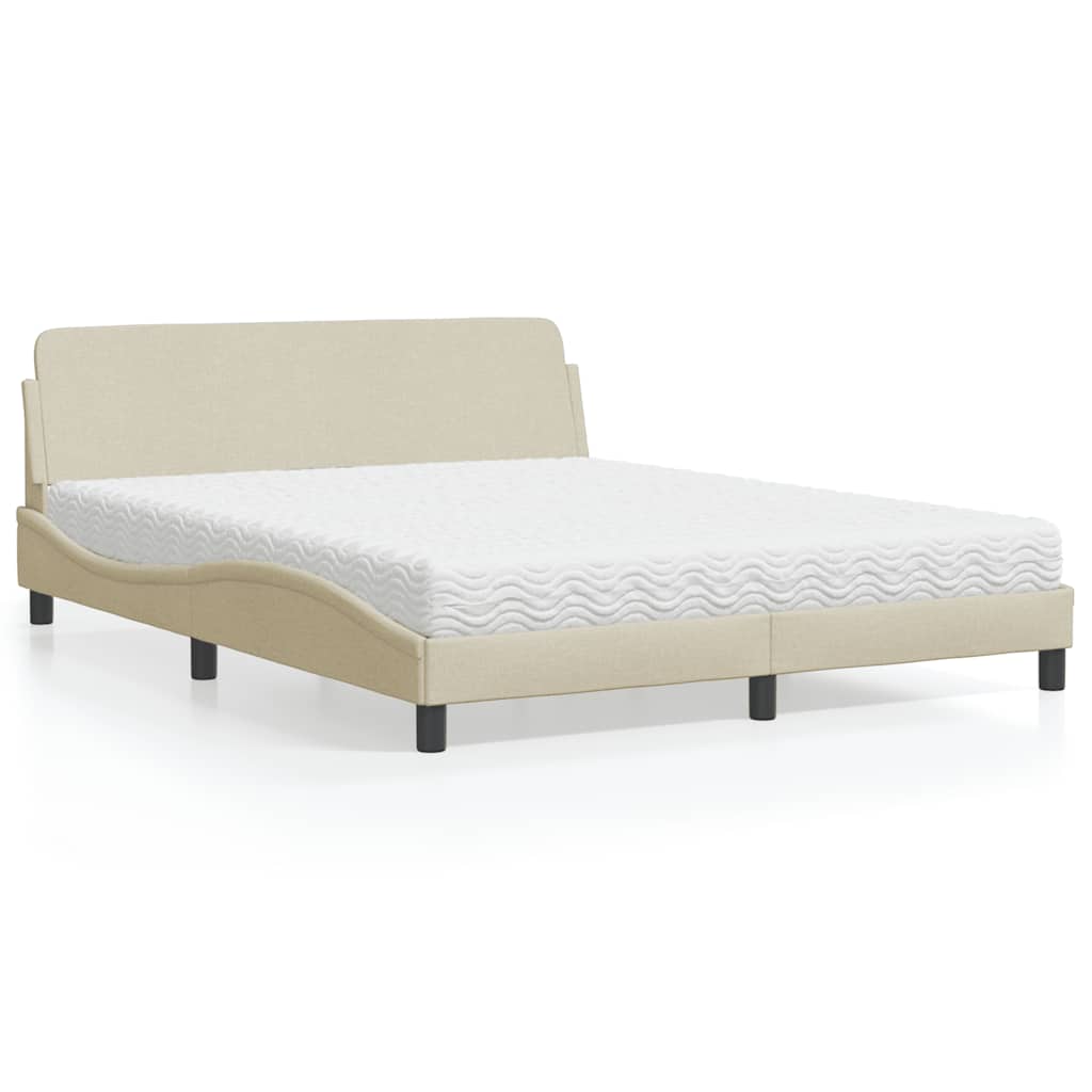 Lit avec matelas Dover crème 160x200 cm tissu - XIOS