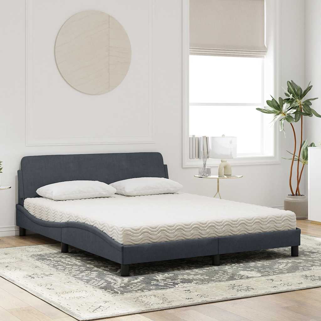 Lit avec matelas Dover gris foncé 160x200 cm velours - XIOS