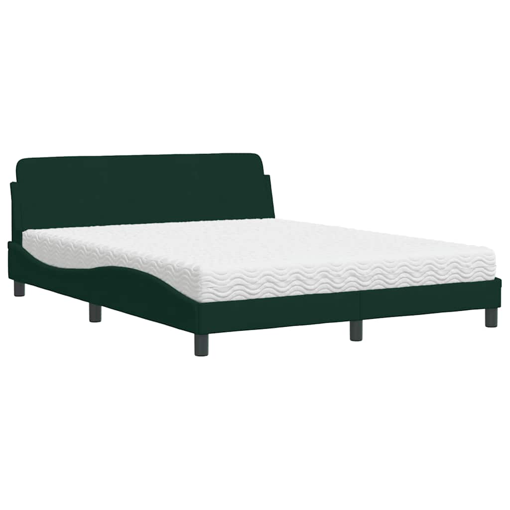 Lit avec matelas Dover vert foncé 160x200 cm velours - XIOS