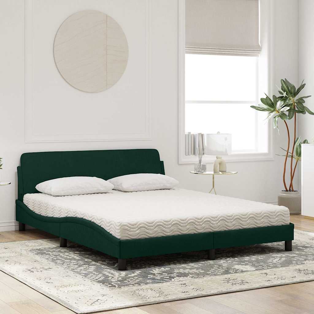 Lit avec matelas Dover vert foncé 160x200 cm velours - XIOS