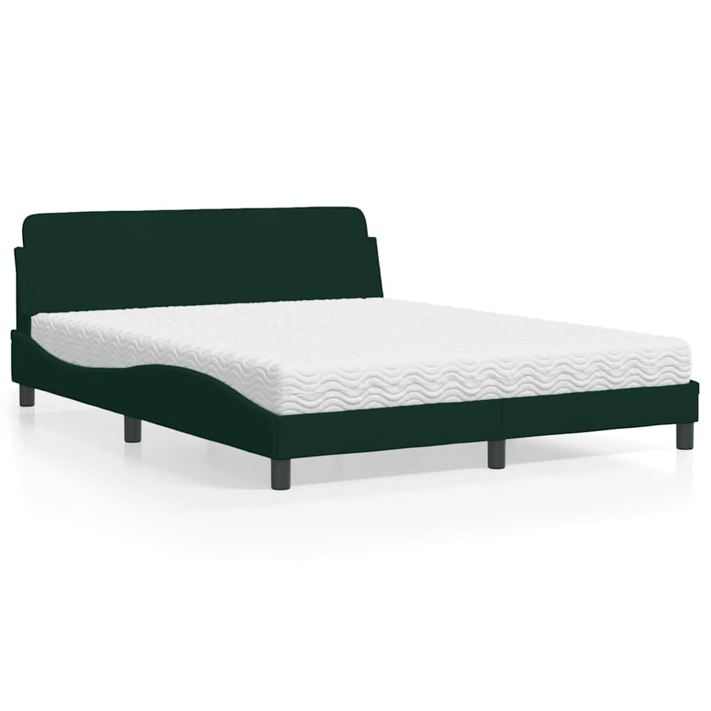 Lit avec matelas Dover vert foncé 160x200 cm velours - XIOS
