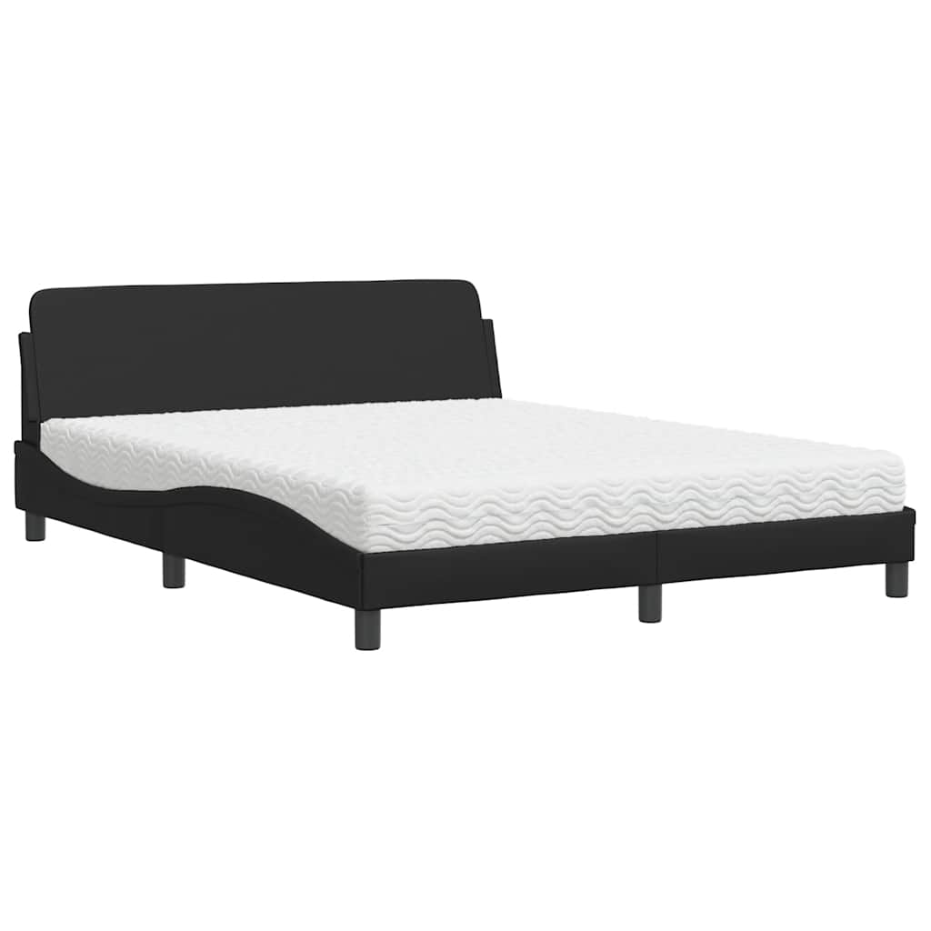 Lit avec matelas Dover noir 160x200 cm similicuir - XIOS