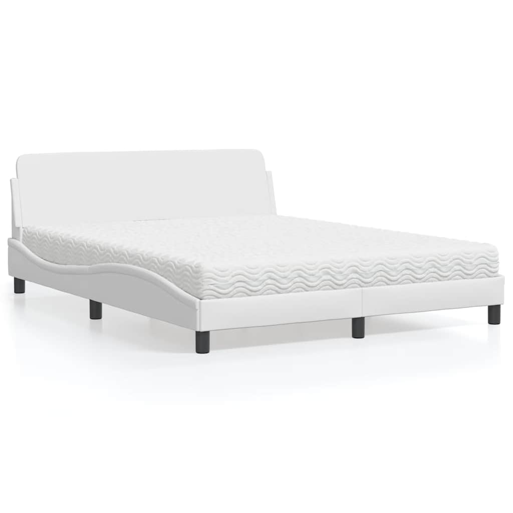 Lit avec matelas Dover blanc 160x200 cm similicuir - XIOS