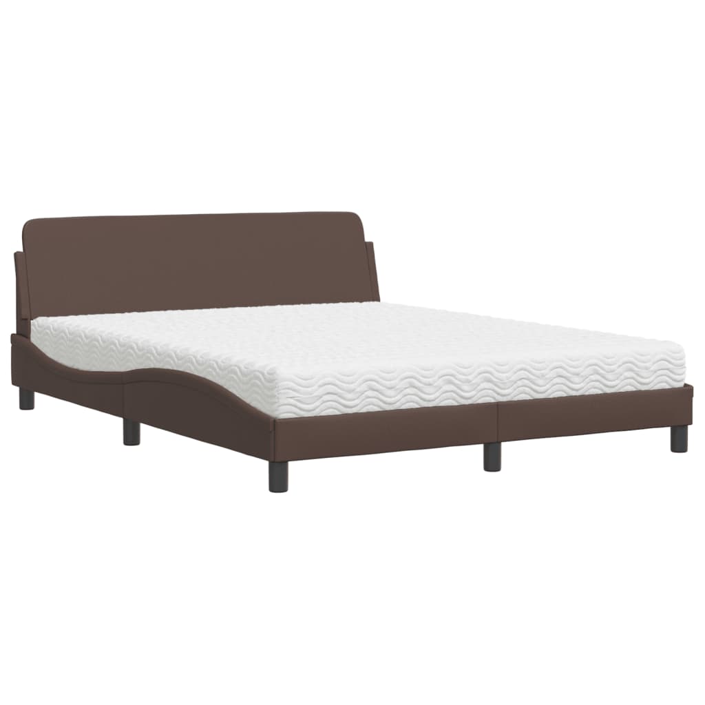 Lit avec matelas marron 160x200 cm similicuir - XIOS