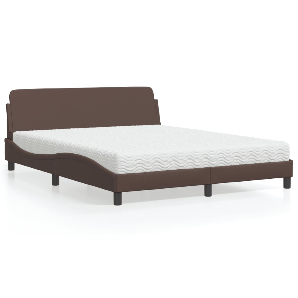 Lit avec matelas marron 160x200 cm similicuir - XIOS