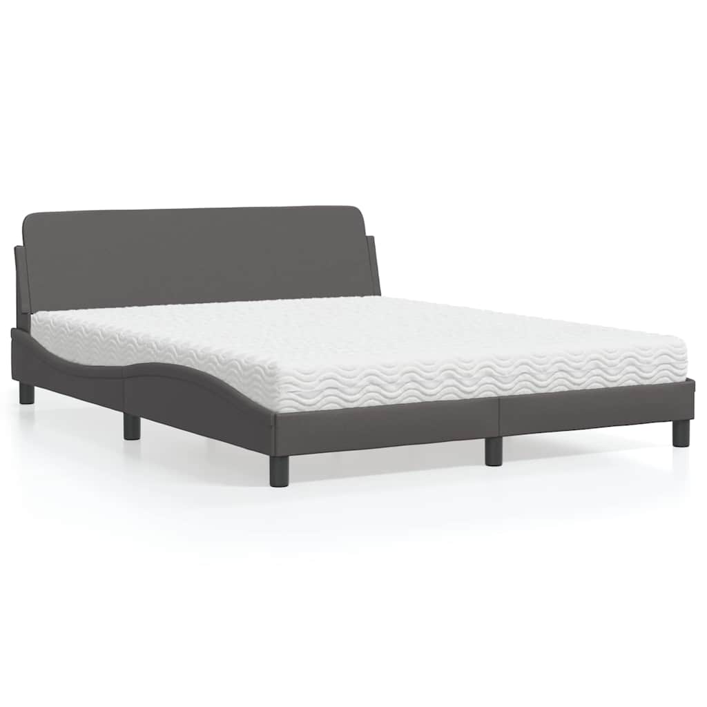 Lit avec matelas Dover gris 160x200 cm similicuir - XIOS