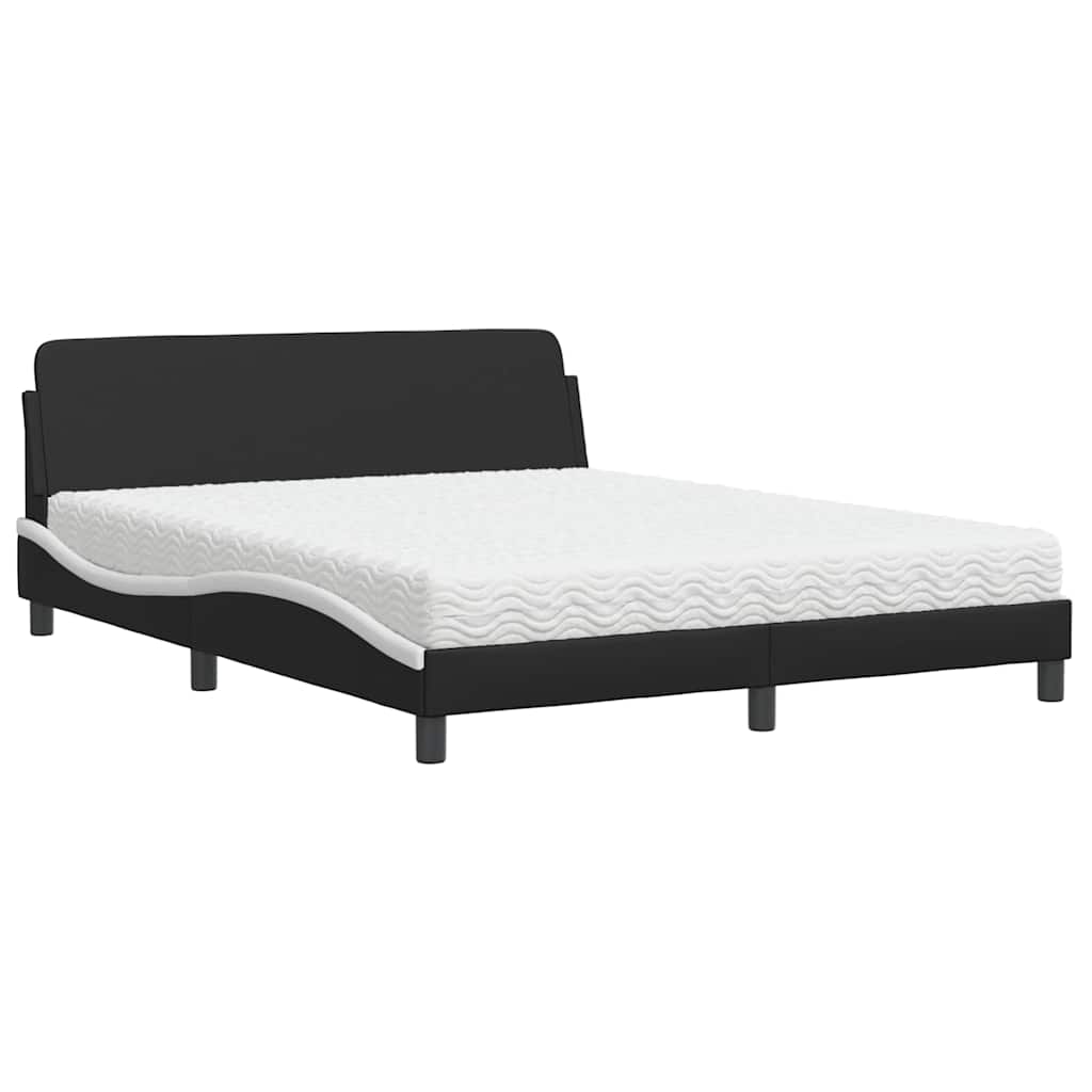 Lit avec matelas Dover noir et blanc 160x200 cm similicuir - XIOS