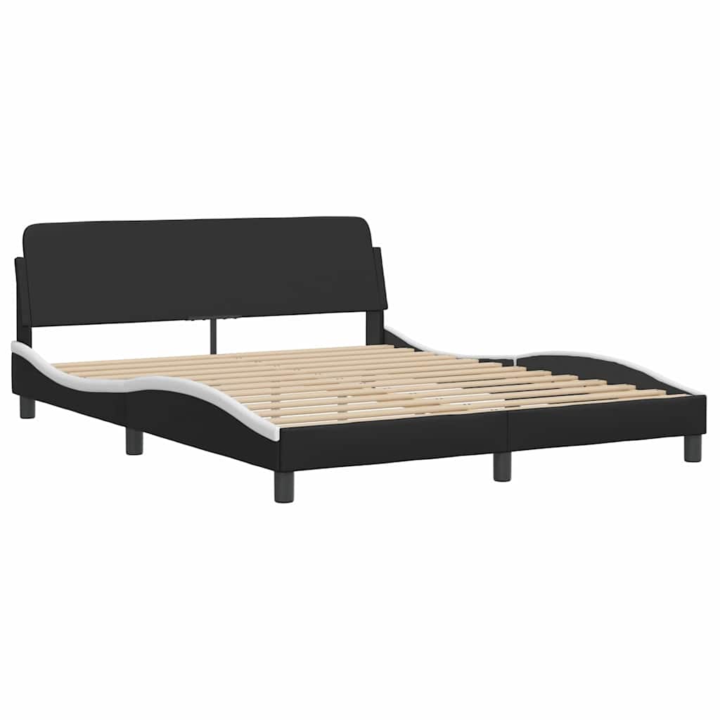 Lit avec matelas Dover noir et blanc 160x200 cm similicuir - XIOS