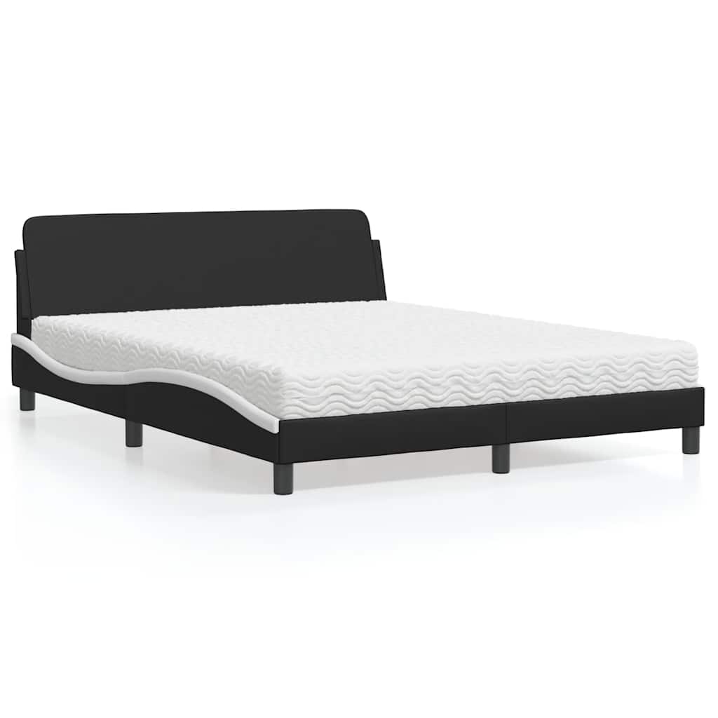 Lit avec matelas Dover noir et blanc 160x200 cm similicuir - XIOS