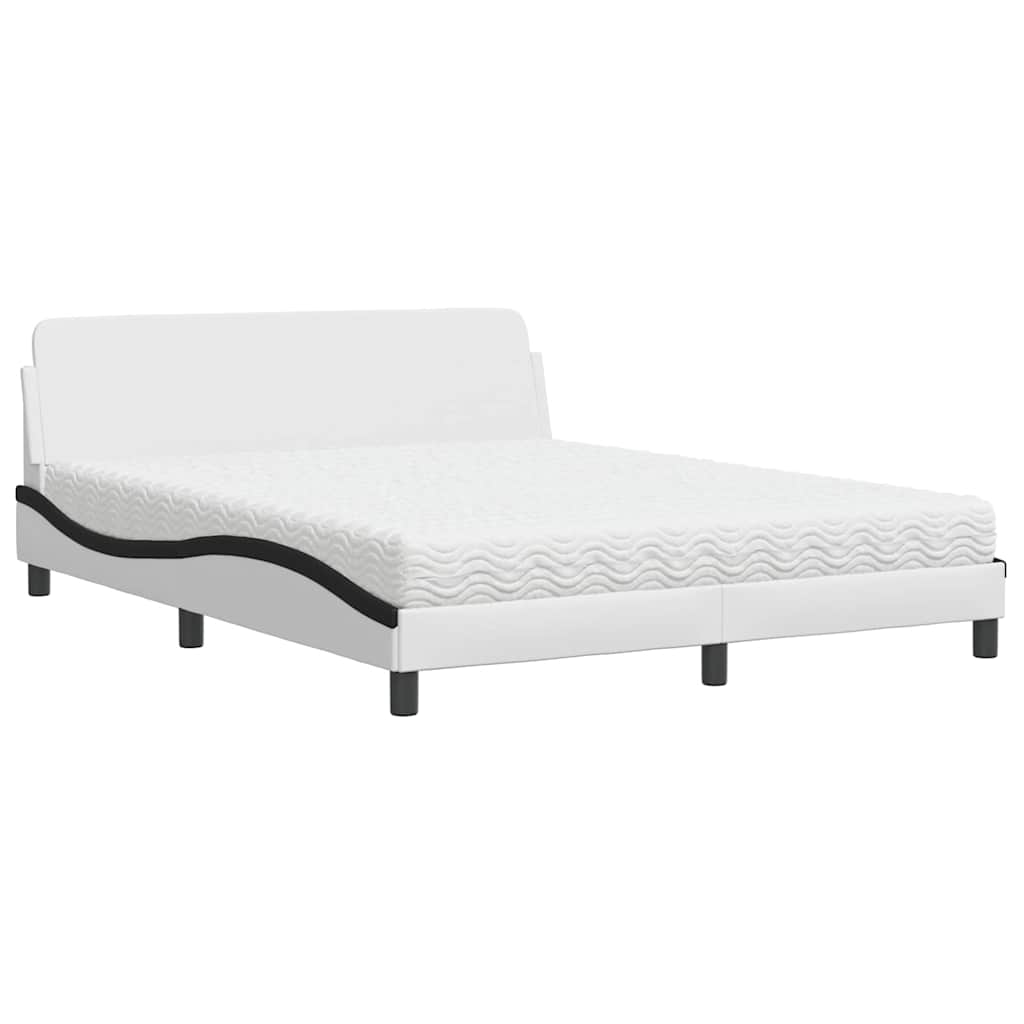 Lit avec matelas Dover blanc et noir 160x200 cm similicuir - XIOS