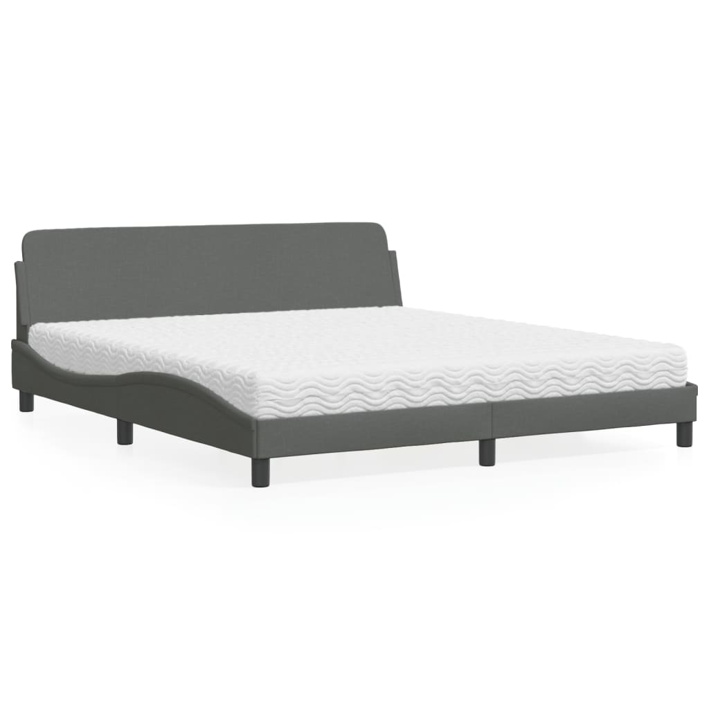 Lit avec matelas Dover gris foncé 180x200 cm tissu - XIOS
