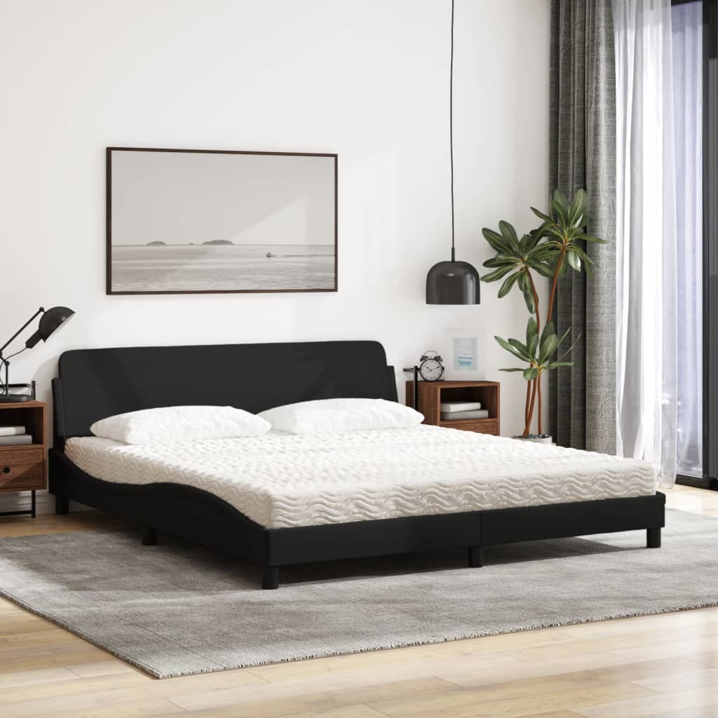 Lit avec matelas Dover noir 180x200 cm tissu - XIOS