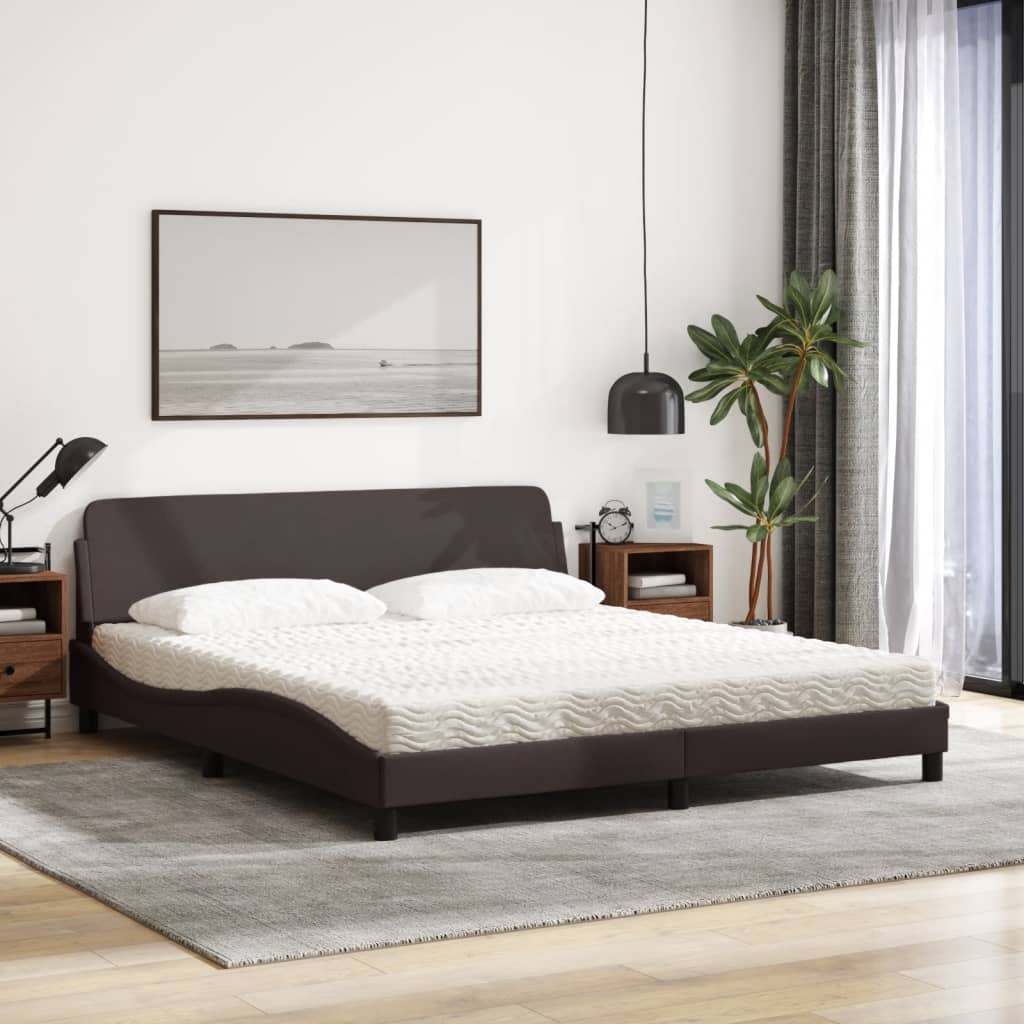 Lit avec matelas Dover marron foncé 180x200 cm tissu - XIOS