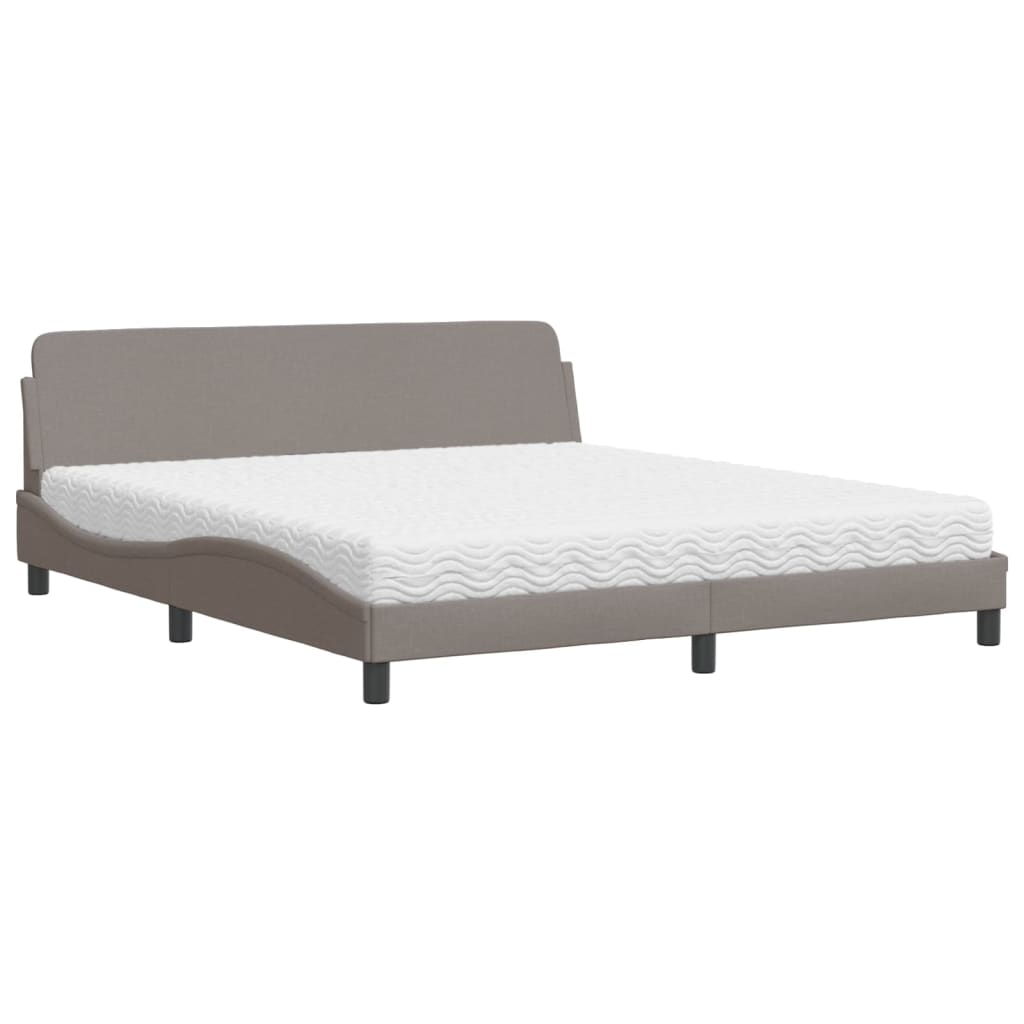 Lit avec matelas Dover taupe 180x200 cm tissu - XIOS