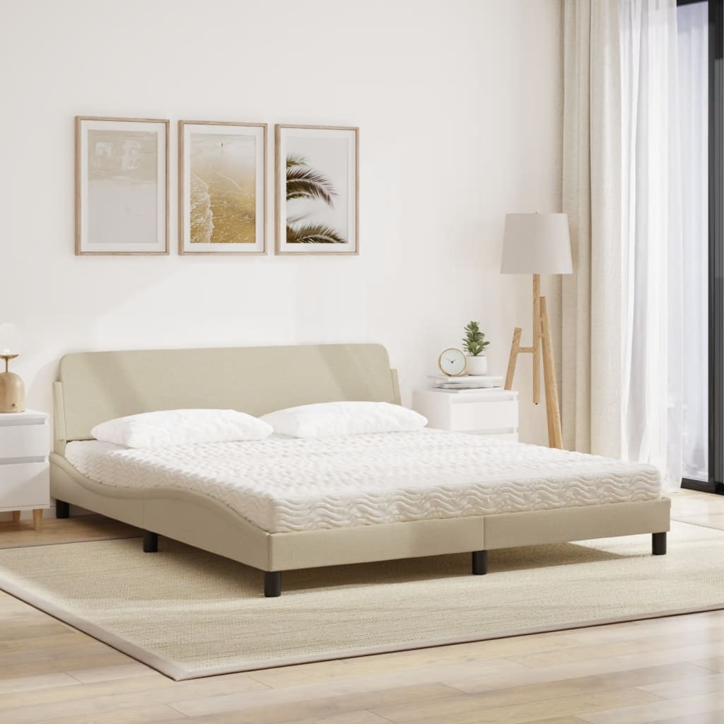 Lit avec matelas Dover crème 180x200 cm tissu - XIOS