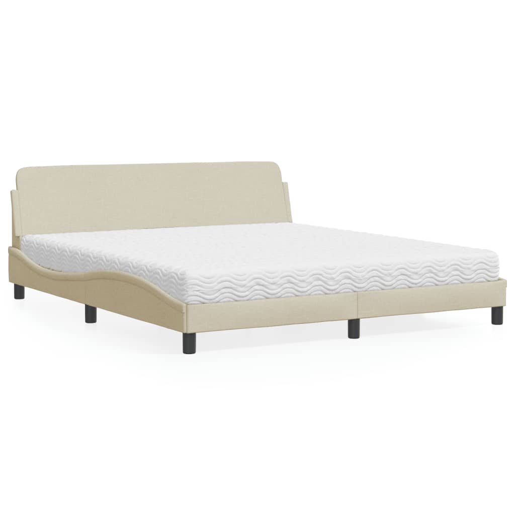 Lit avec matelas Dover crème 180x200 cm tissu - XIOS