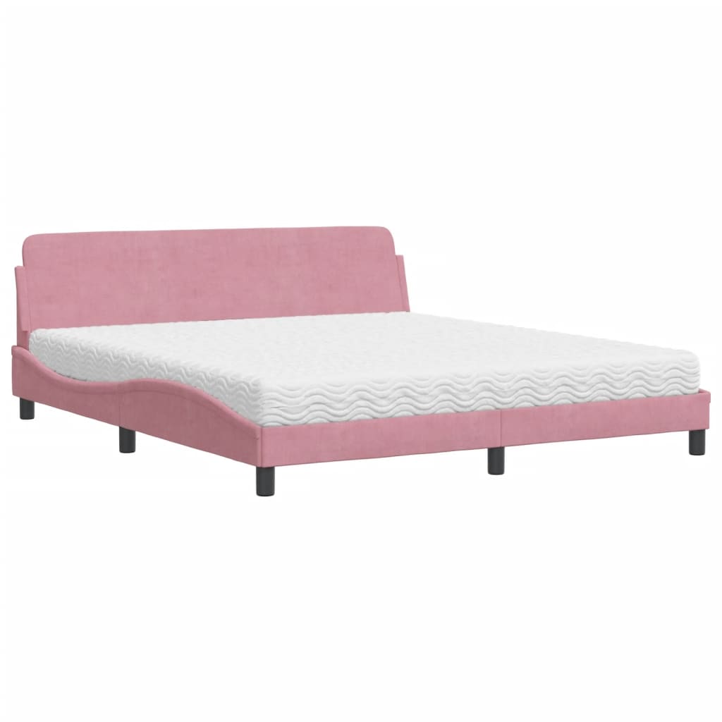 Lit avec matelas Dover rose 180x200 cm velours - XIOS