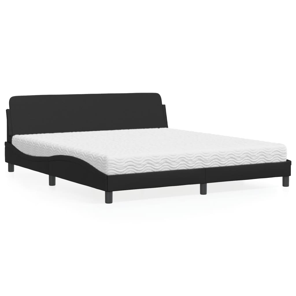 Lit avec matelas Dover noir 180x200 cm similicuir - XIOS