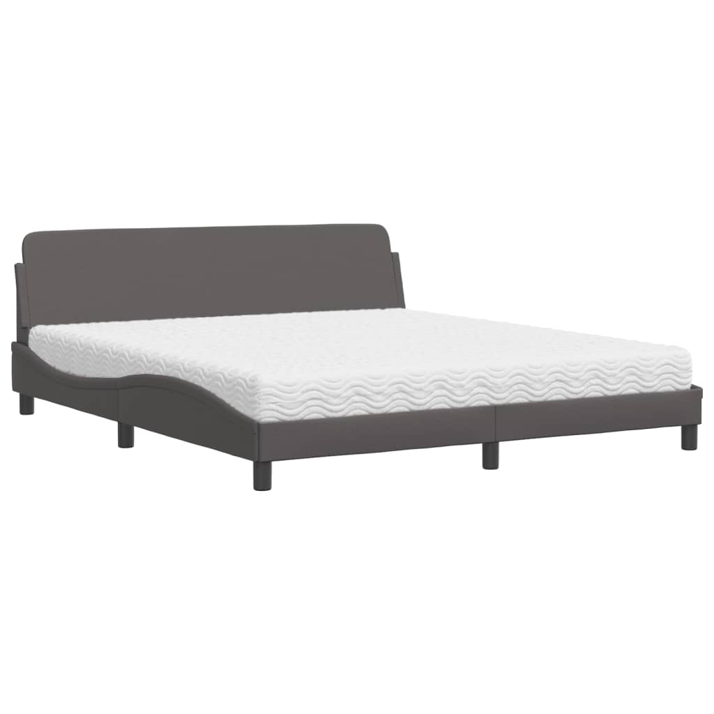 Lit avec matelas Dover gris 180x200 cm similicuir - XIOS