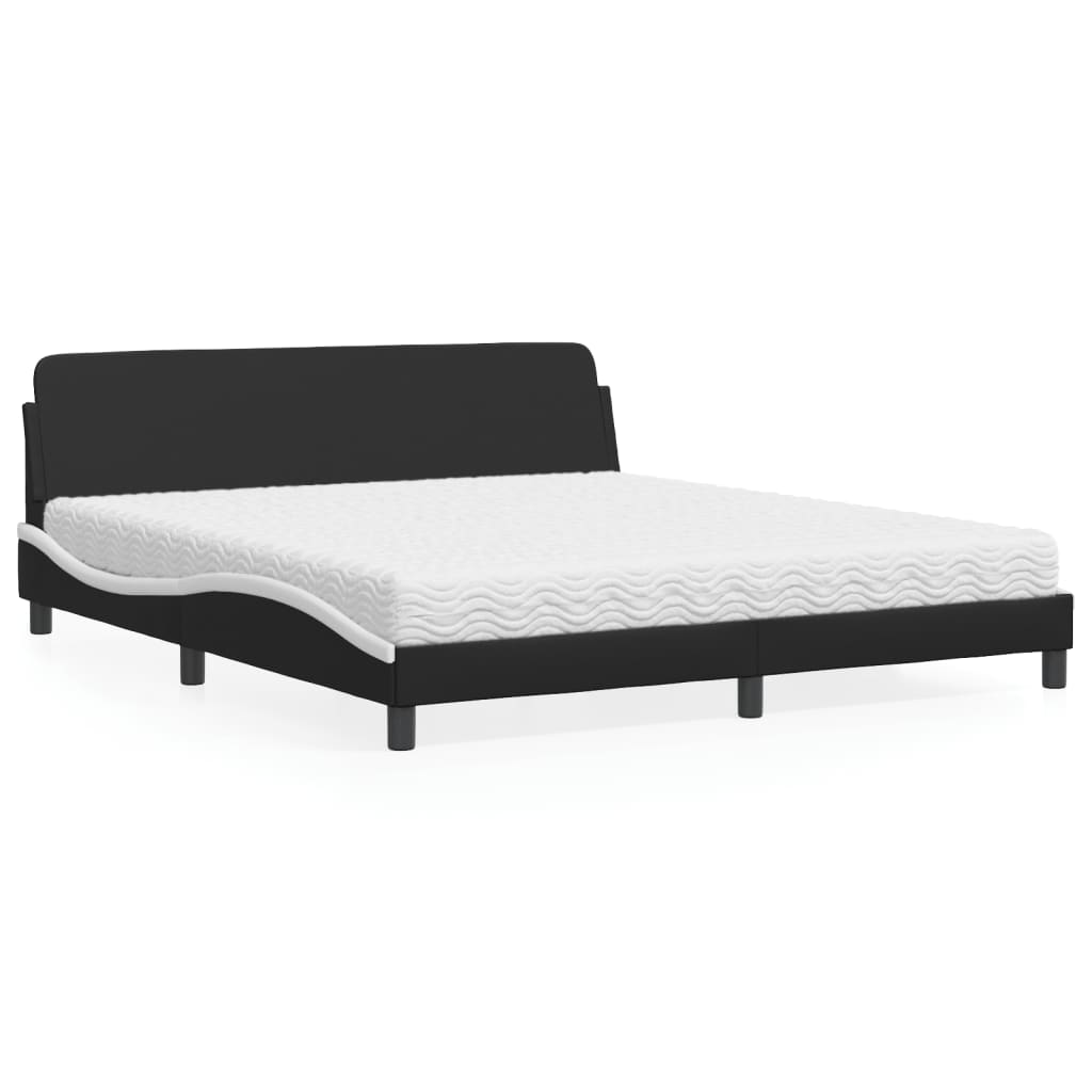 Lit avec matelas Dover noir et blanc 180x200 cm similicuir - XIOS