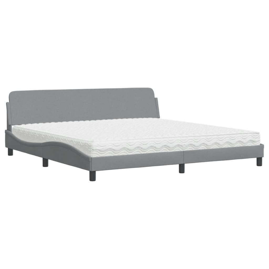 Lit avec matelas Dover gris clair 200x200 cm tissu - XIOS