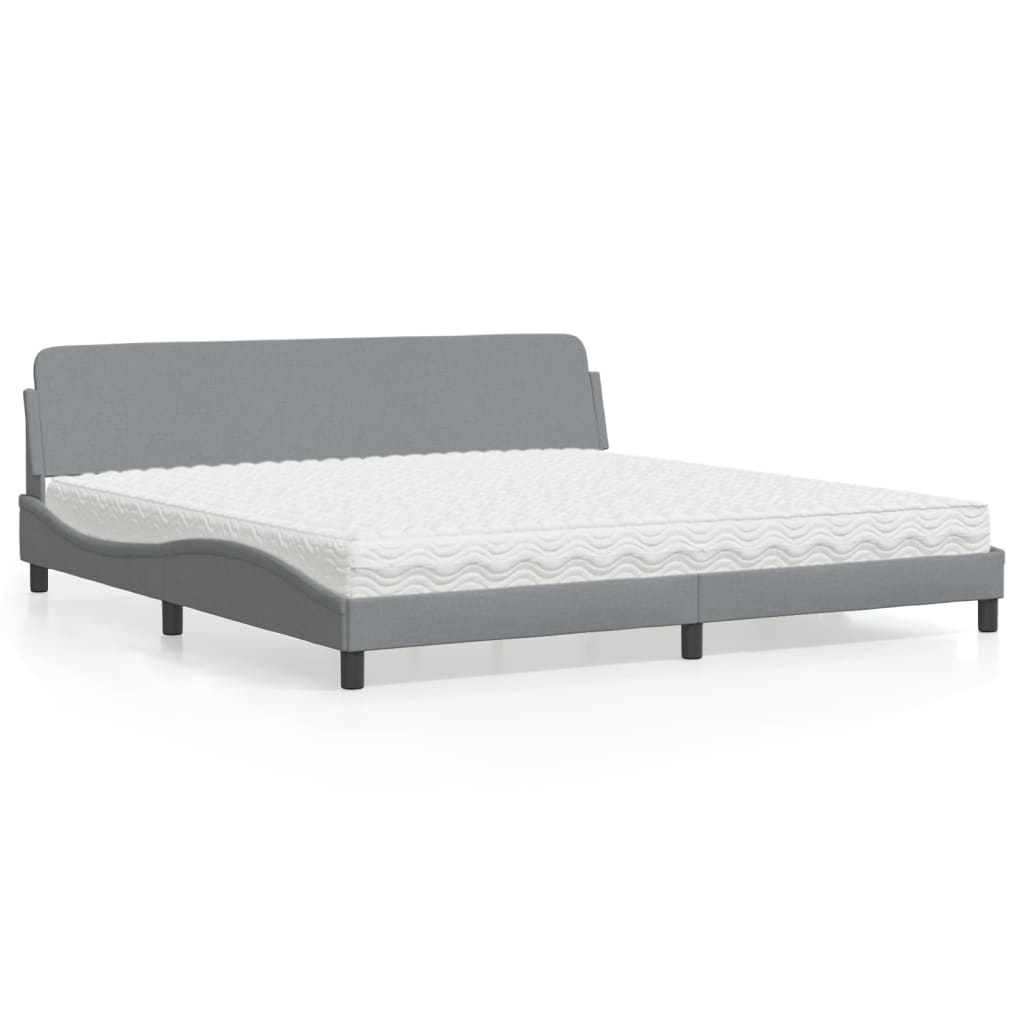 Lit avec matelas Dover gris clair 200x200 cm tissu - XIOS