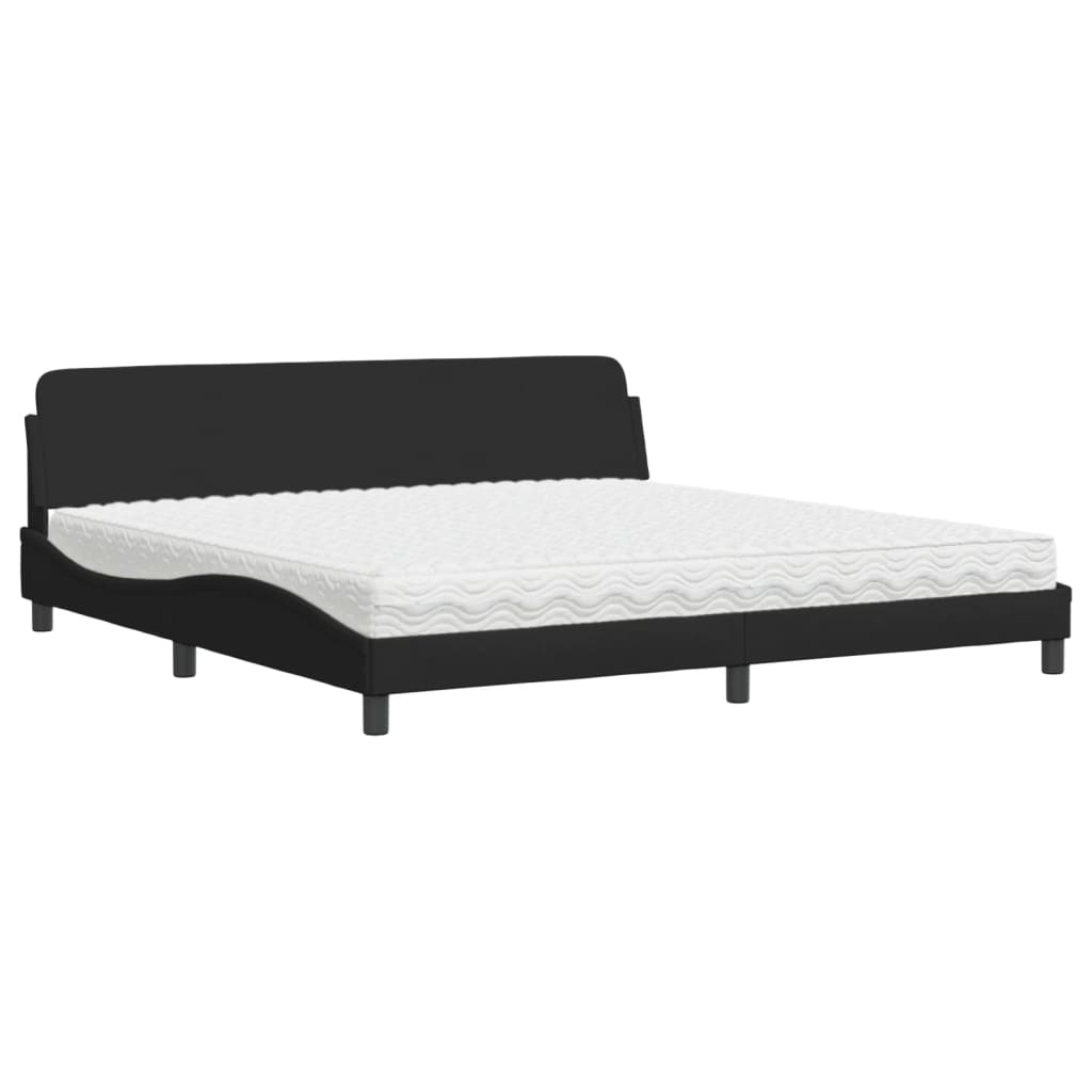 Lit avec matelas Dover noir 200x200 cm tissu - XIOS
