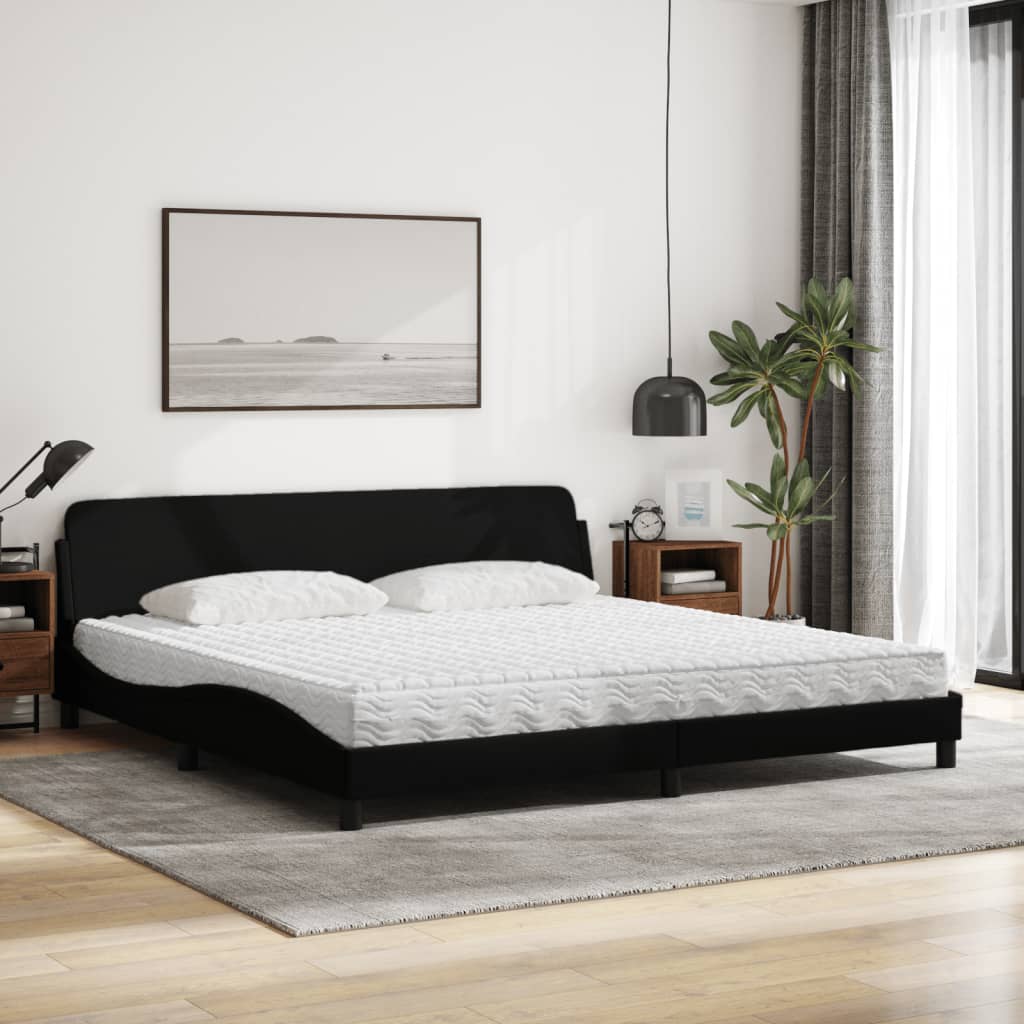Lit avec matelas Dover noir 200x200 cm tissu - XIOS