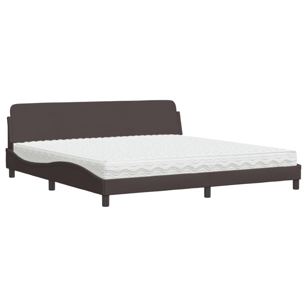 Lit avec matelas Dover marron foncé 200x200 cm tissu - XIOS