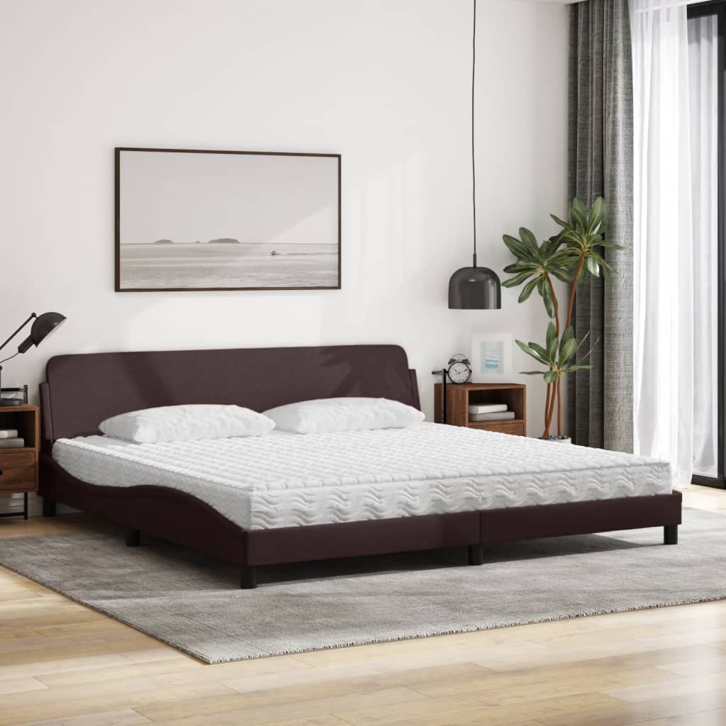 Lit avec matelas Dover marron foncé 200x200 cm tissu - XIOS