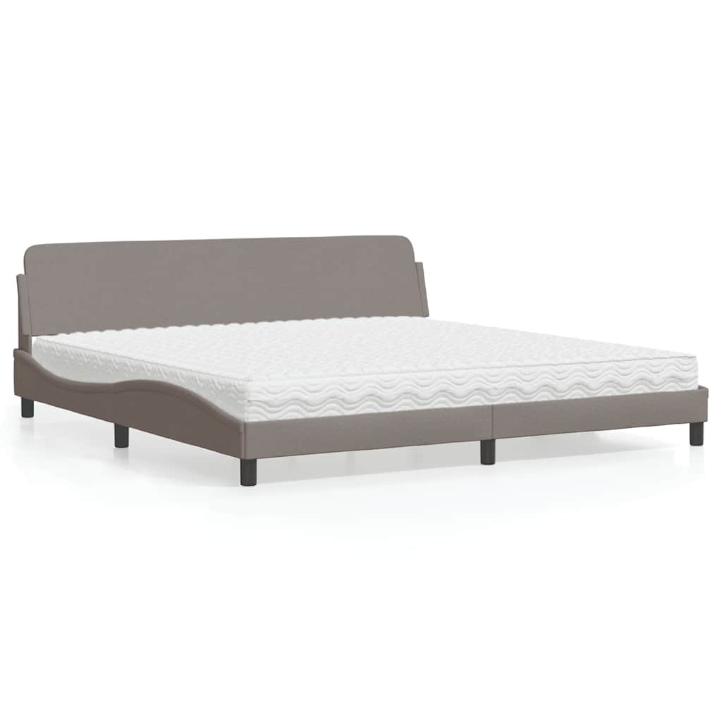 Lit avec matelas Dover taupe 200x200 cm tissu