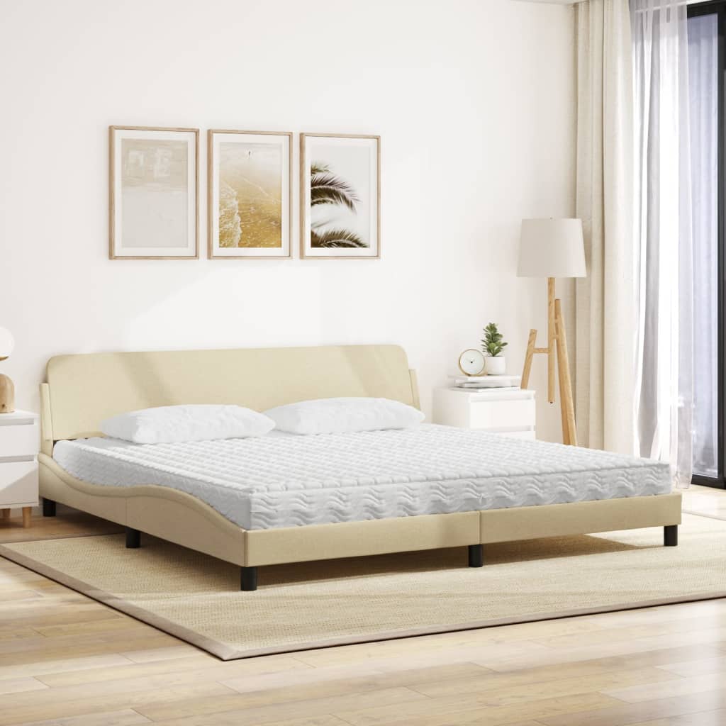 Lit avec matelas Dover crème 200x200 cm tissu - XIOS
