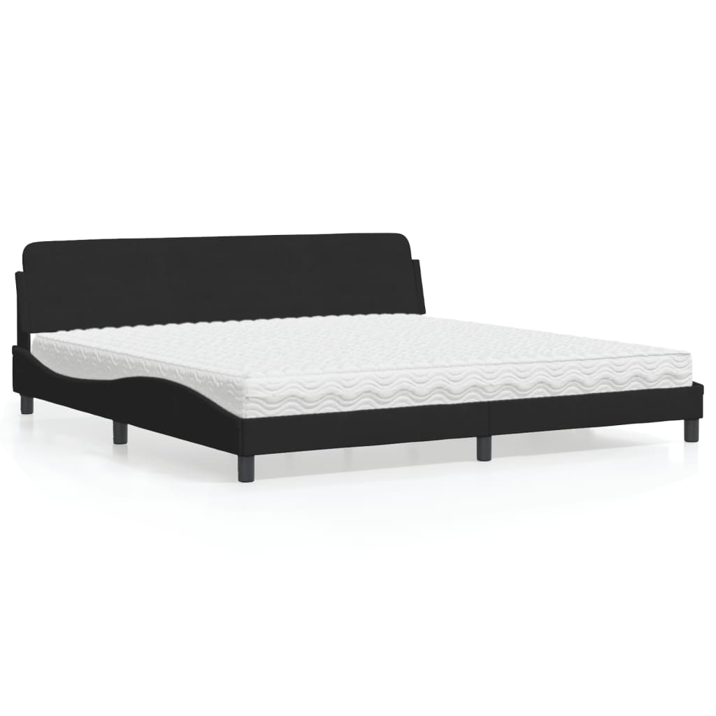 Lit avec matelas Dover noir 200x200 cm velours - XIOS
