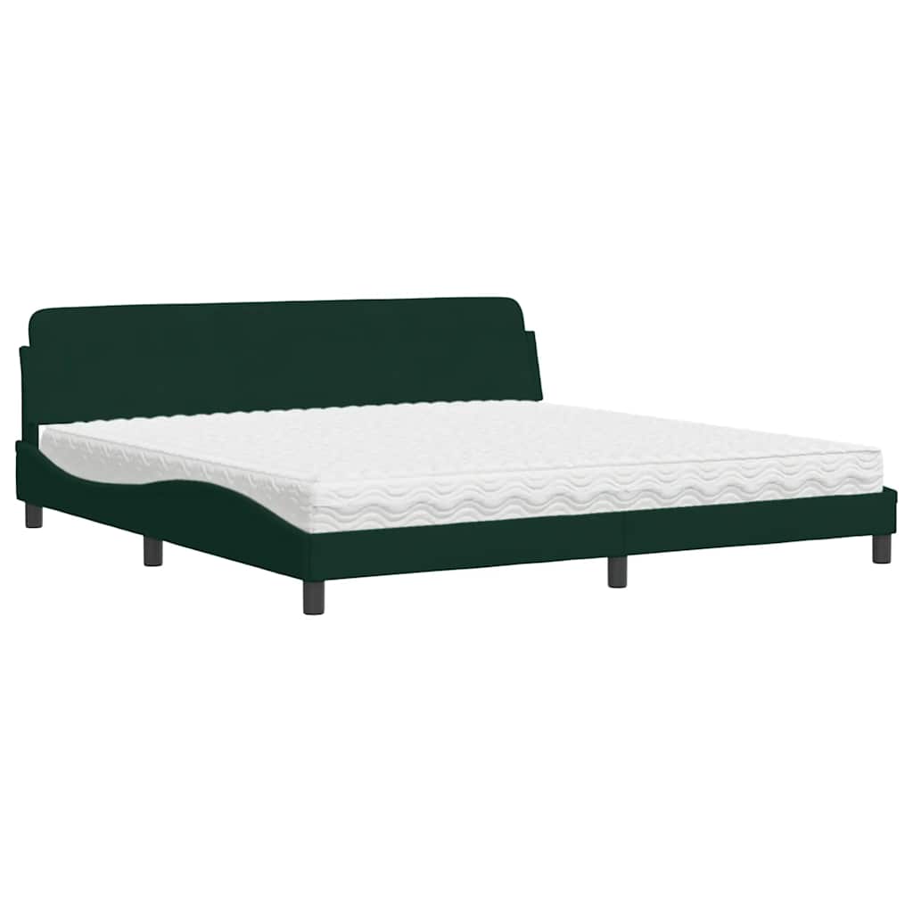 Lit avec matelas Dover vert foncé 200x200 cm velours - XIOS