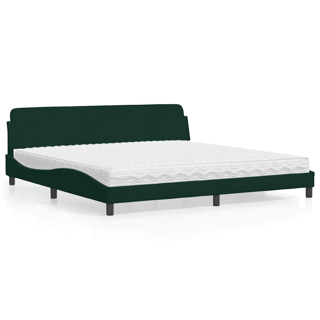 Lit avec matelas Dover vert foncé 200x200 cm velours - XIOS