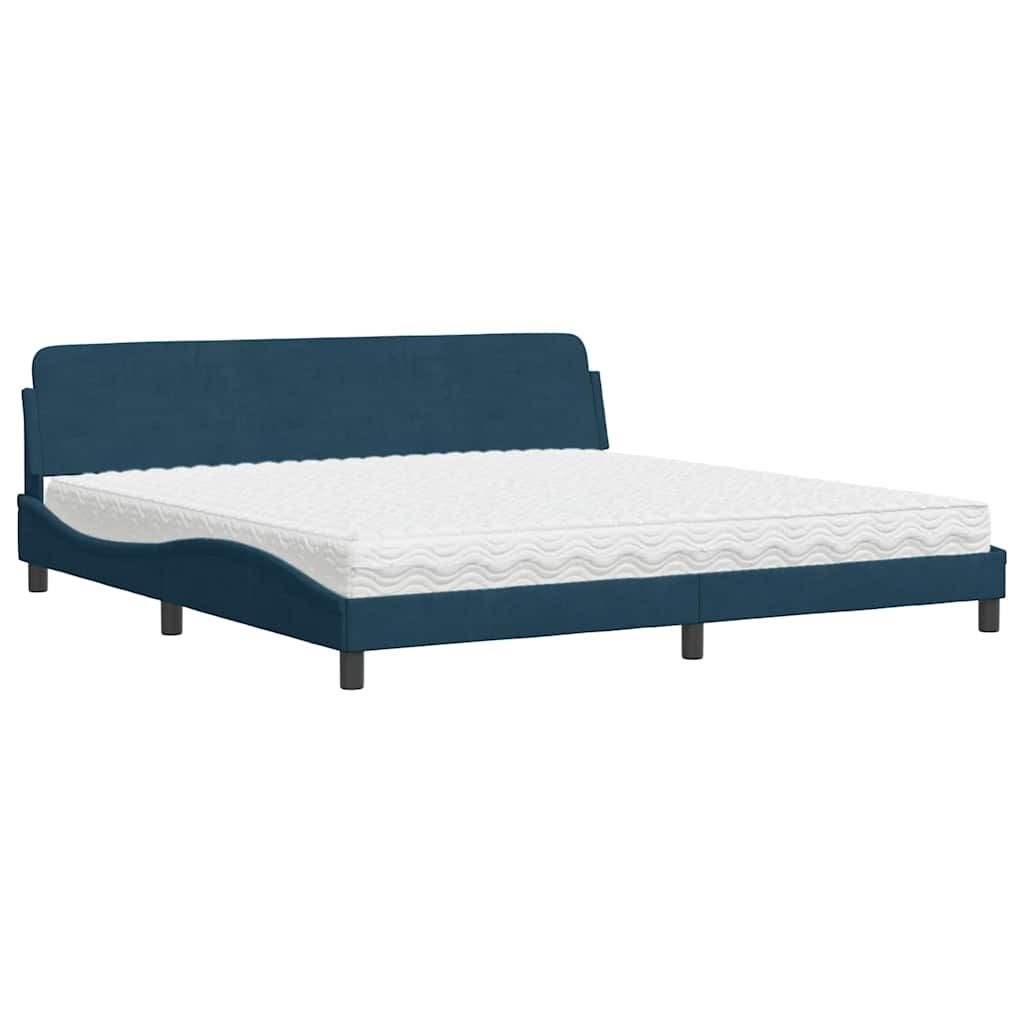 Lit avec matelas Dover bleu 200x200 cm velours - XIOS